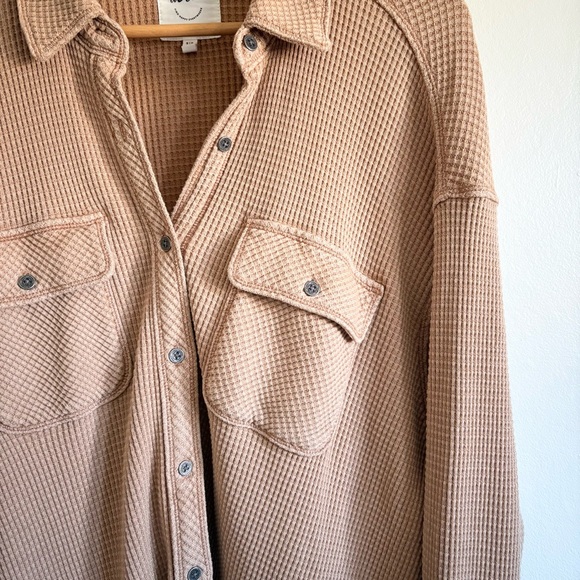 Aerie LumberJane Waffle Shirt in Cappuccino - Picture 4 of 7